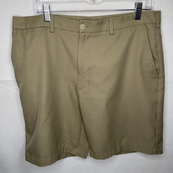Ben Hogan Tan Golf Shorts Flat Front Hiking Polyester Spandex Blend Size 36 - Picture 2 of 8